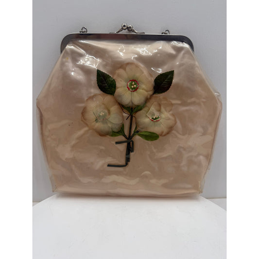 VINTAGE *NEW* 1950's Clear Vinyl Floral Handbag with Original Packing
