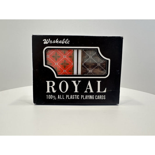 VINTAGE *NEW* 1970's Royal Washable Plastic Playing Cards Double Deck Sealed