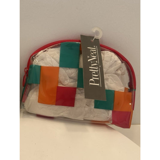 VINTAGE *NEW* 1989 Goody 1633/T Pretty Neat Cosmetic Zip Bag 5" X 6.5" Pnk/Aq/Or