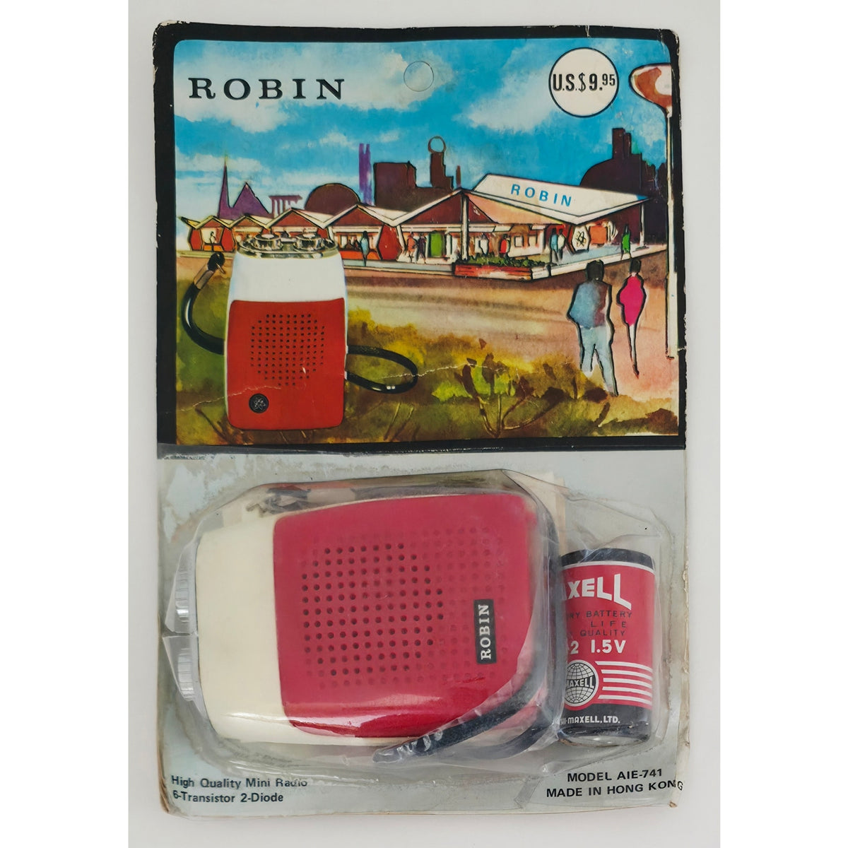 VINTAGE *NEW*1960's ROBIN AIE-741 Red and Black Solid State Micro AM Transistor