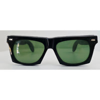 VINTAGE *NEW* 1970's Glam Unisex Sunglasses Black Frame with Green Lens