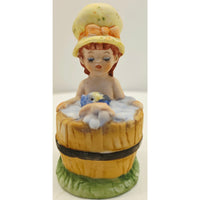 VINTAGE *NEW* 1960's Girl in Tub with Blue Bird - Figurine