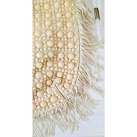 VINTAGE *NEW* 1960's Cream and White Beaded Cinch Purse