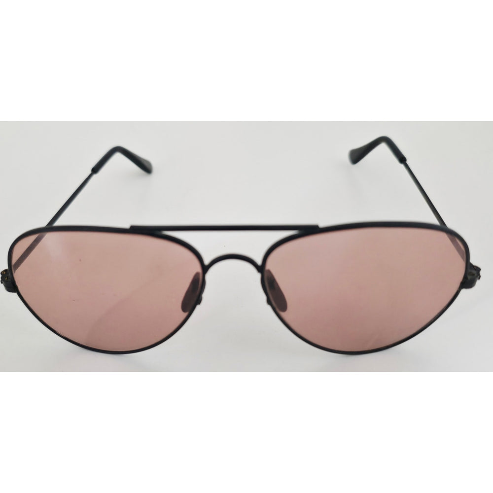 VINTAGE *NEW* 1970's Black Frame with Pink Tinted Lens Aviator Sunglasses