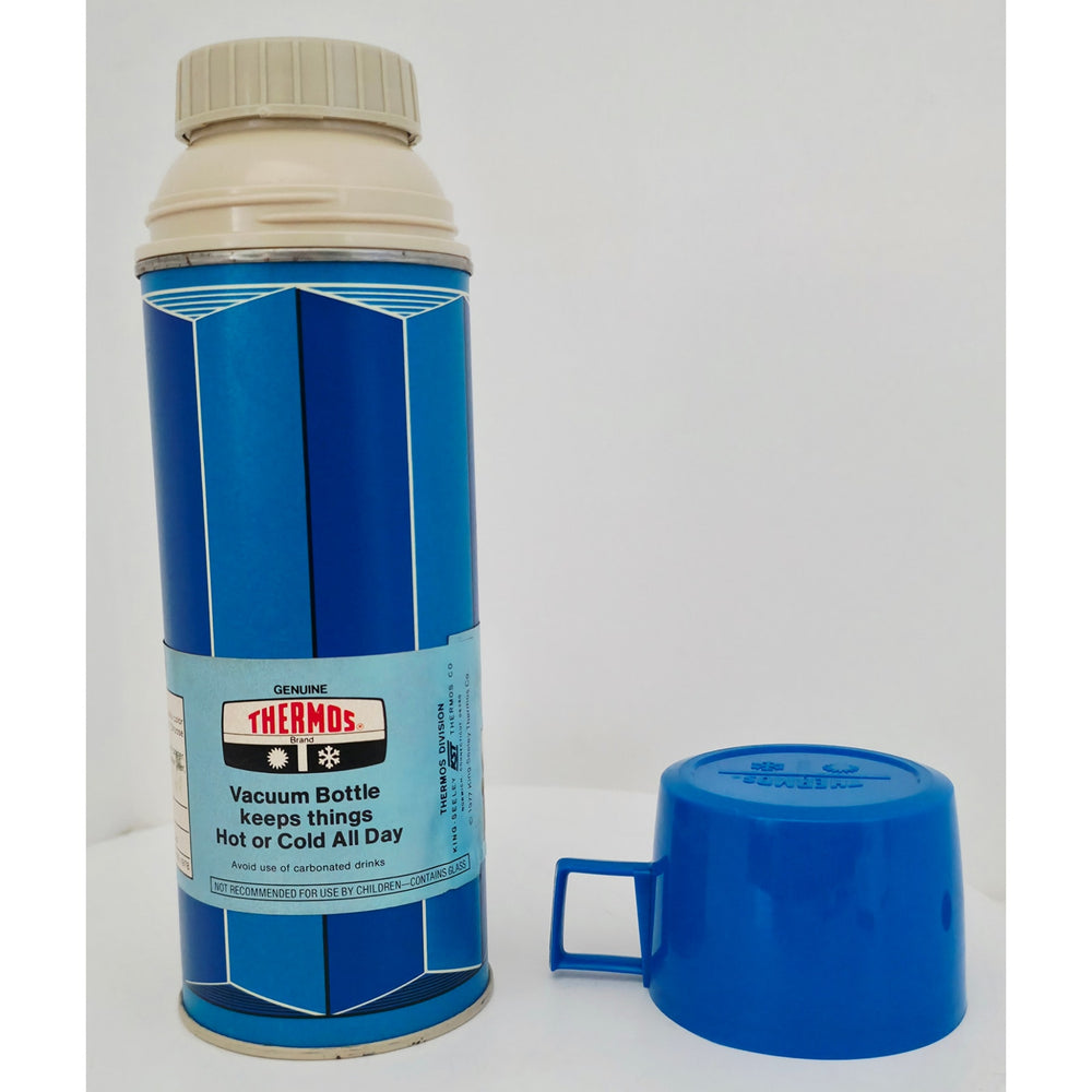 VINTAGE *NEW* 1977 Genuine Thermos Vacuum Bottle Blue 14.4oz USA