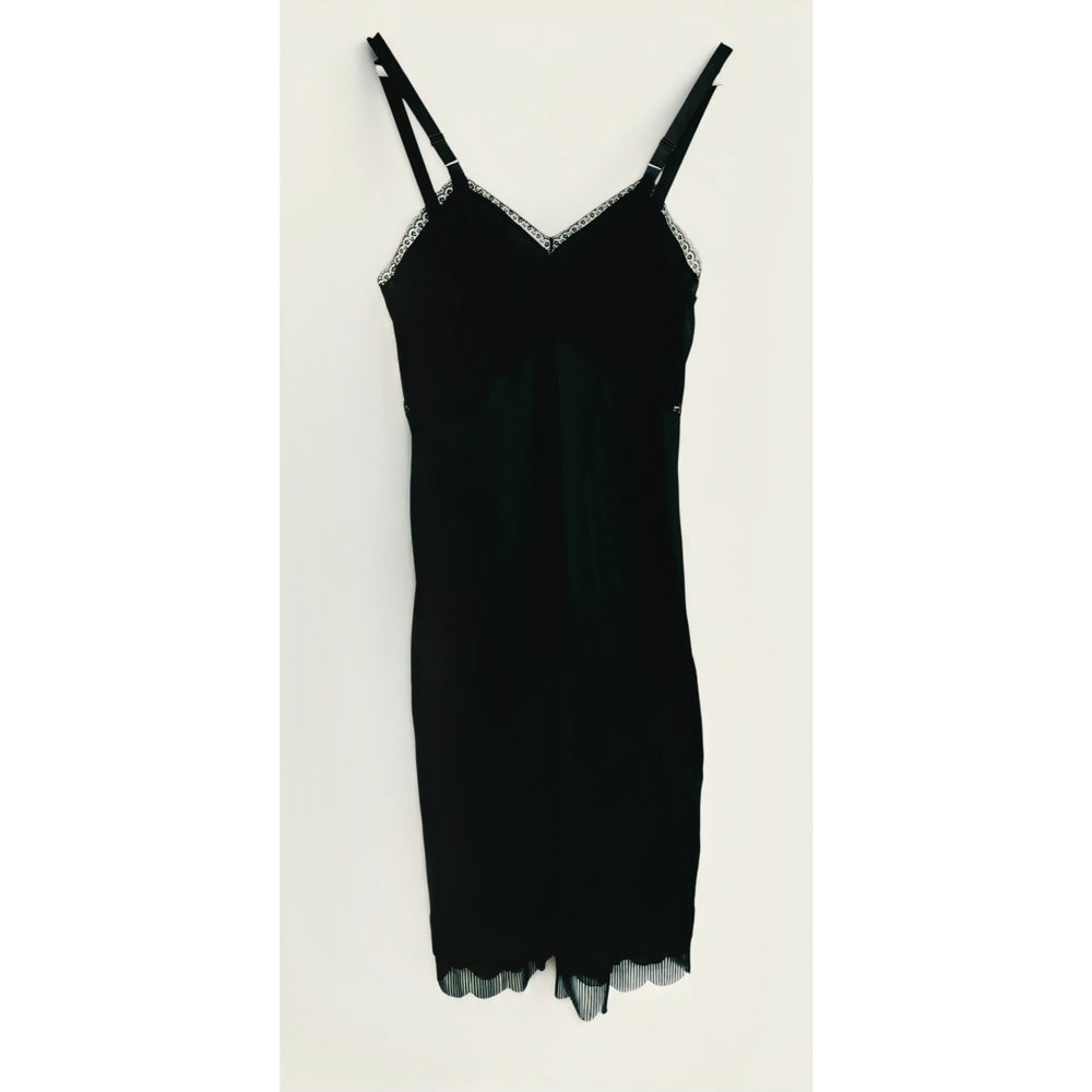 VINTAGE *NEW* 1960's Women's Black with Lace Trim Slip Dress Size 34