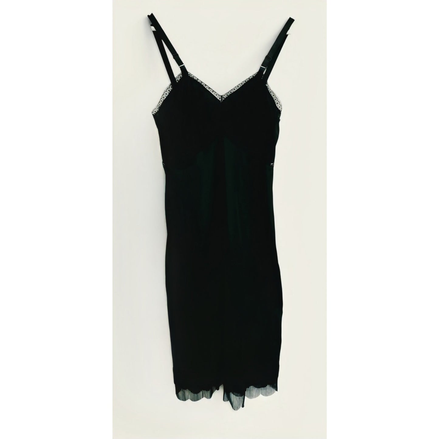 VINTAGE *NEW* 1960's Women's Black with Lace Trim Slip Dress Size 34