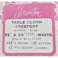 VINTAGE *NEW* 1950's Seranton White Lace Oval 72"x90" Stain Resistant Tablecloth