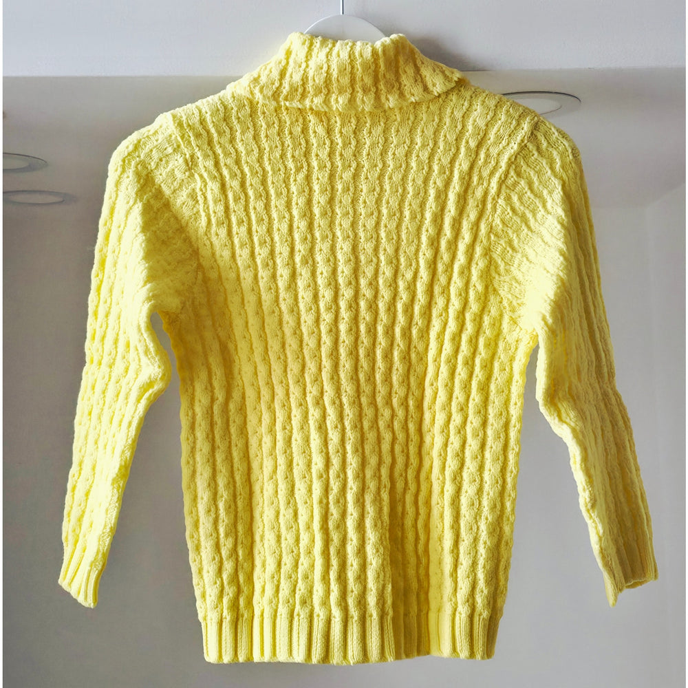 VINTAGE *NEW* 1960's Ban-Lon Women's Bright Yellow Collared Sweater Size 34 USA