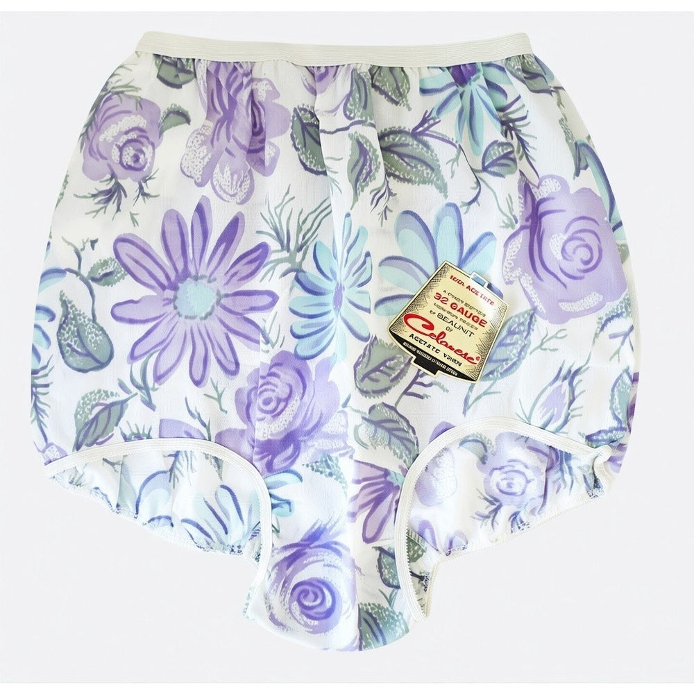 VINTAGE *NEW* 1960's Women's Purple Flower Print Panties Underwear Size 5 (S) USA