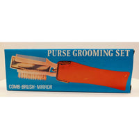 VINTAGE *NEW* 1970's Purse Grooming Set Brush Comb Mirror with  Black Case