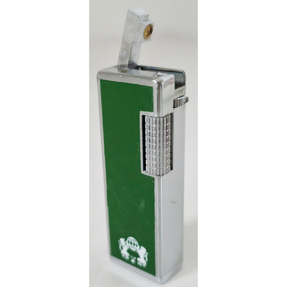 VINTAGE *NEW* 1960's Green Lighter w/Lions in Original Box Made by Supreme USA