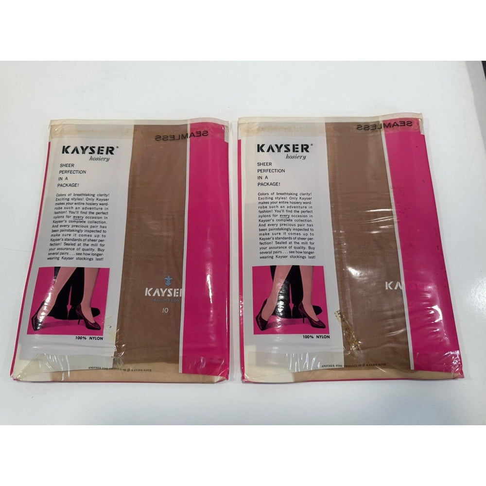 VINTAGE *NEW* 1950's Kayser Hosiery Seamless-Shell Beige Sz 10 X 2