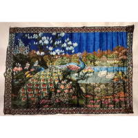 VINTAGE *NEW* Beautiful Peacock At the Lagoon Wall Art Rug/ Tapestry