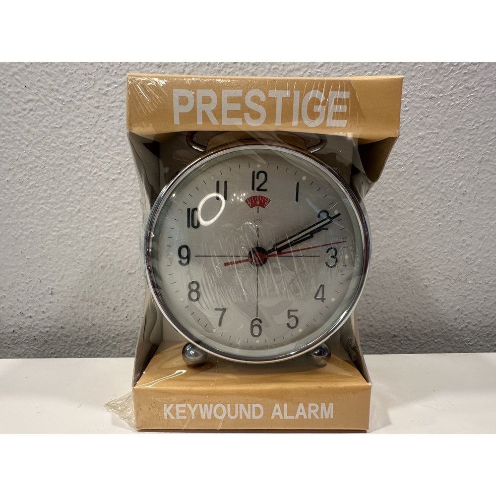 VINTAGE *NEW* 1970's Prestige Keywound Metal Alarm Clock - Blue