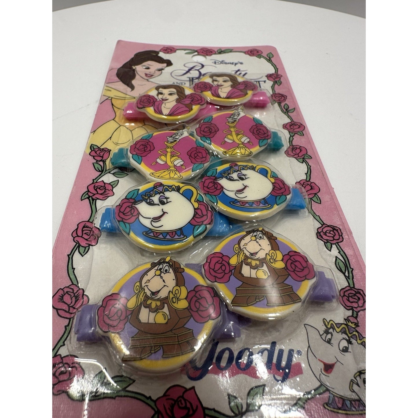 VINTAGE *NEW* 1992 Goody #69779 Disney Beauty & the Beast Clasp Barrettes