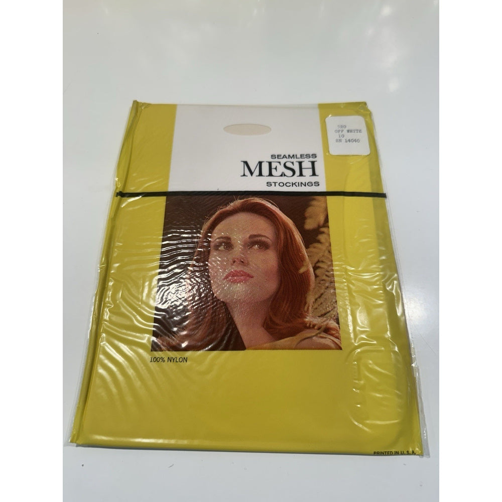 VINTAGE *NEW* 1950's Hosiery Seamless Mesh Off White Sz 10X5