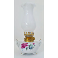 VINTAGE *NEW* 1960's Floral Porcelain Oil Lamp