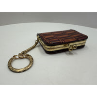 VINTAGE *NEW* 1960's Snake-Inspired 2-Section Small Change Purse Keychain | Brown