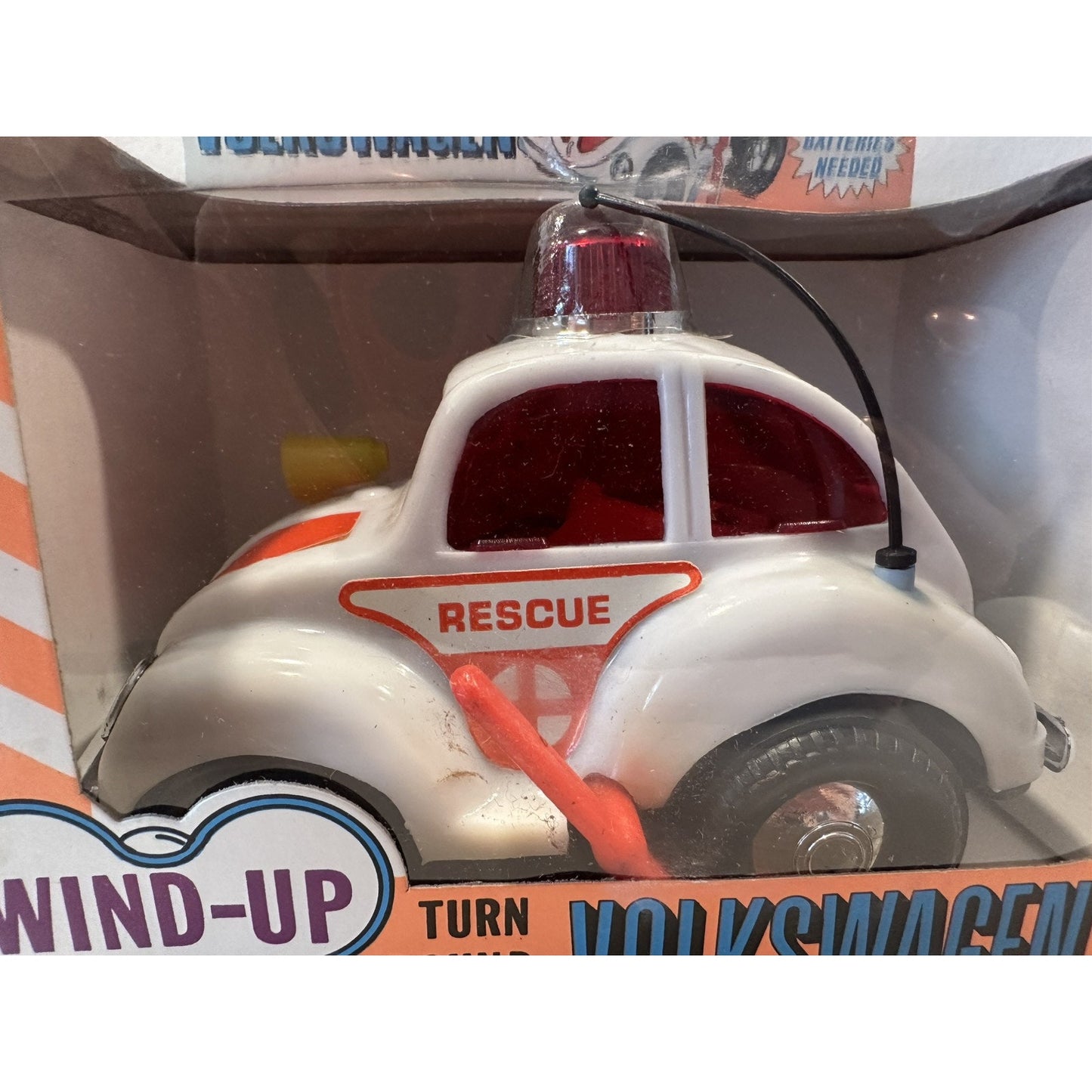 VINTAGE *NEW* Wind-Up VOLKSWAGEN Rescue Bug w/Siren Sound Turn Around Action