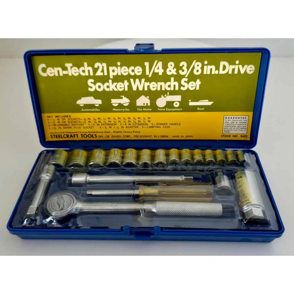 VINTAGE *NEW* 1970's Cen-Tech 21 Piece Drive Socket Wrench Set by STEELCRAFT