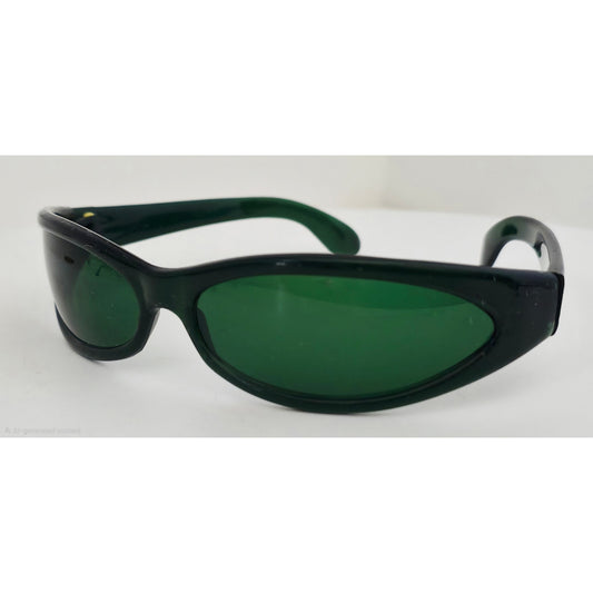 VINTAGE *NEW* 1970's Glam Unisex Sunglasses Thin Black Frame Green Lens