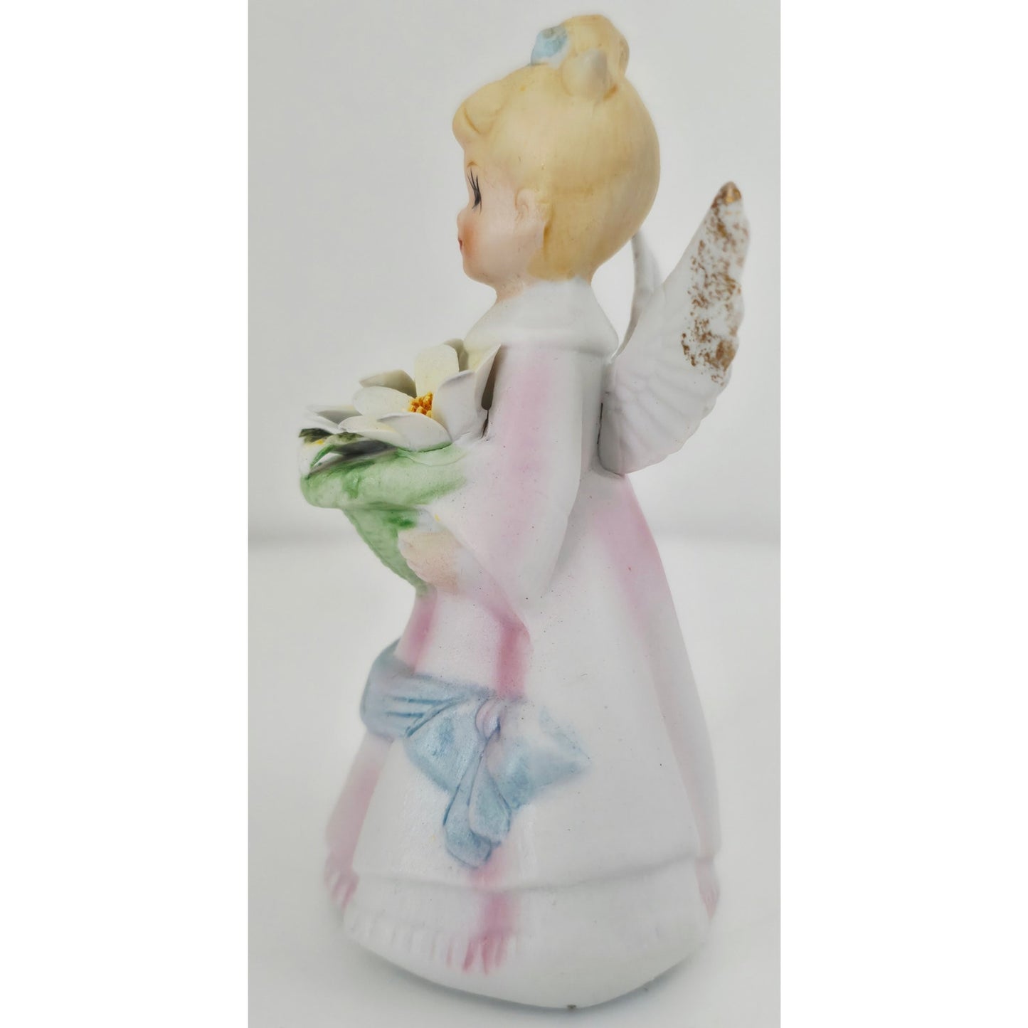 VINTAGE *NEW* 1980's April Angel Birthday Figurine w/Yellow Flowers - Porcelain