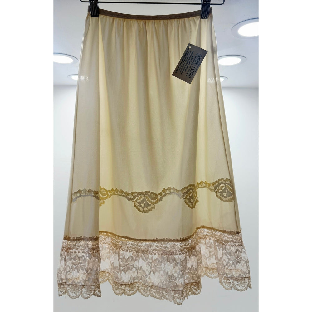 VINTAGE *NEW* 1960's Collins Aikman Women's Cream with Lace Slip Skirt Size M