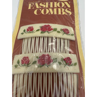 VINTAGE *NEW* 1975 Goody 8161 Kant-Slip Fashion Combs w/Red Roses USA