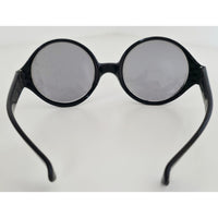 VINTAGE *NEW* 1970's Black Round Over-sized Frame with Gray Lens Sunglasses