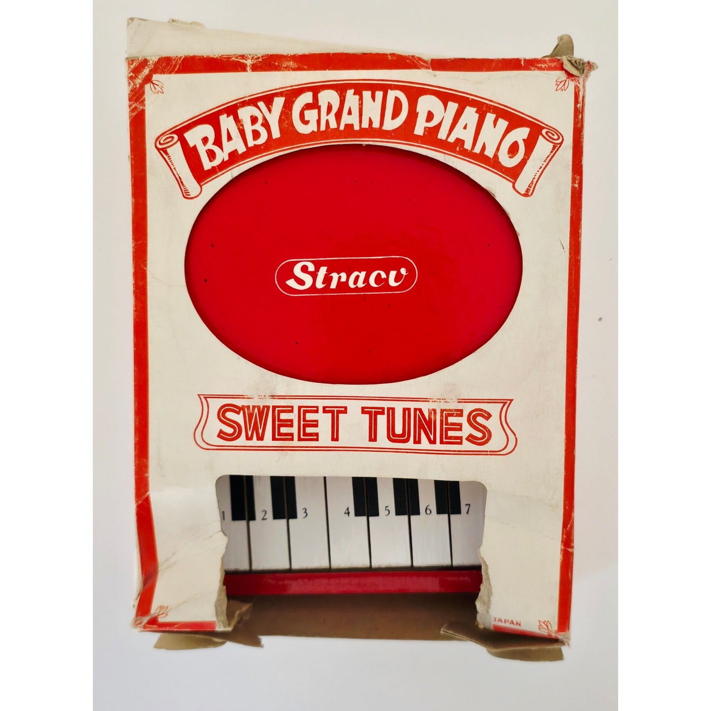 VINTAGE *NEW* 1960's Straco Red Baby Grand Piano "Sweet Tunes" Wooden Toy