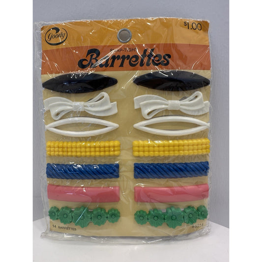 VINTAGE *NEW* 1975 Goody 6514 Snap-Tight Barrettes Multi-Colored