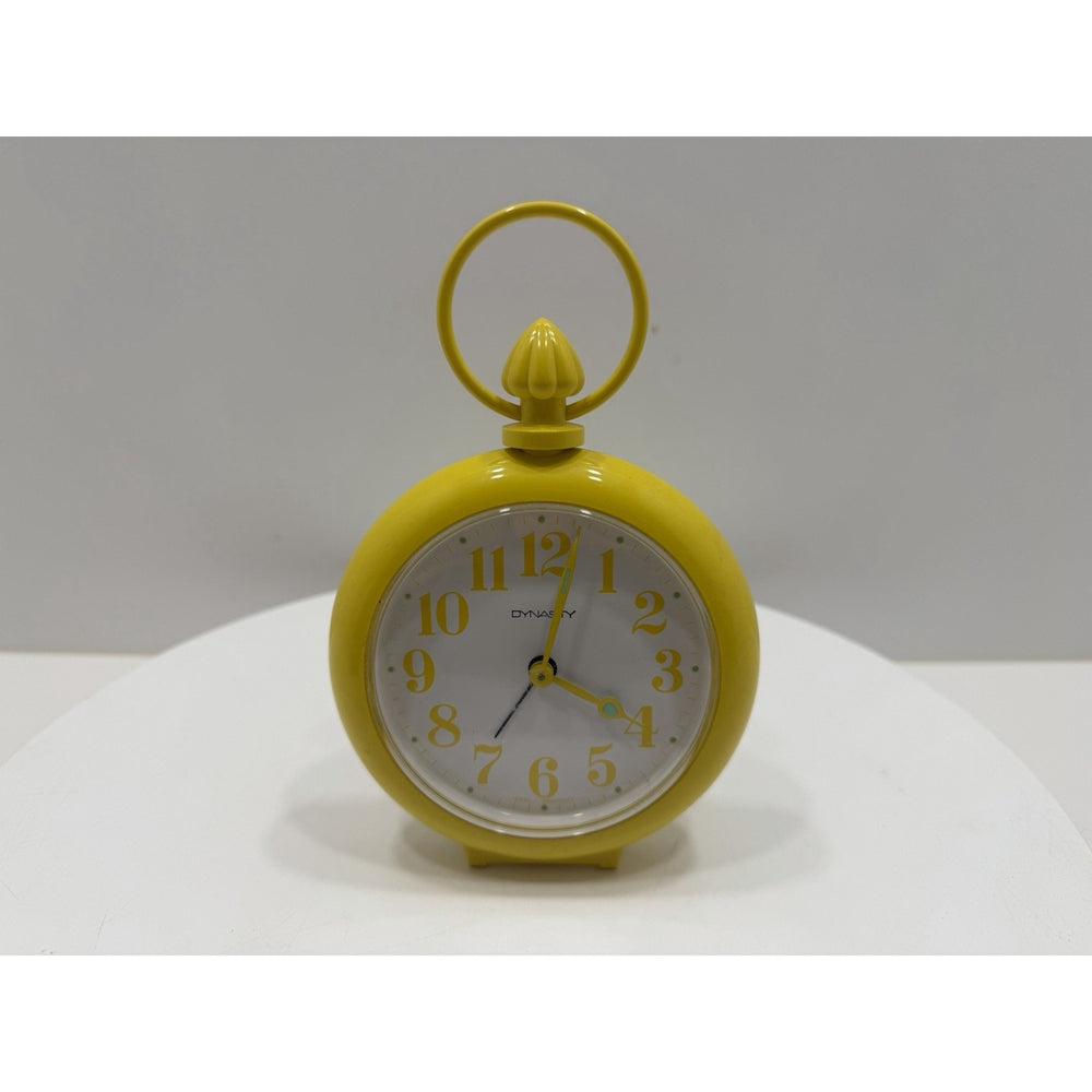 VINTAGE *NEW* 1970's Dynasty 7" Keywound Metal Alarm Clock - Yellow