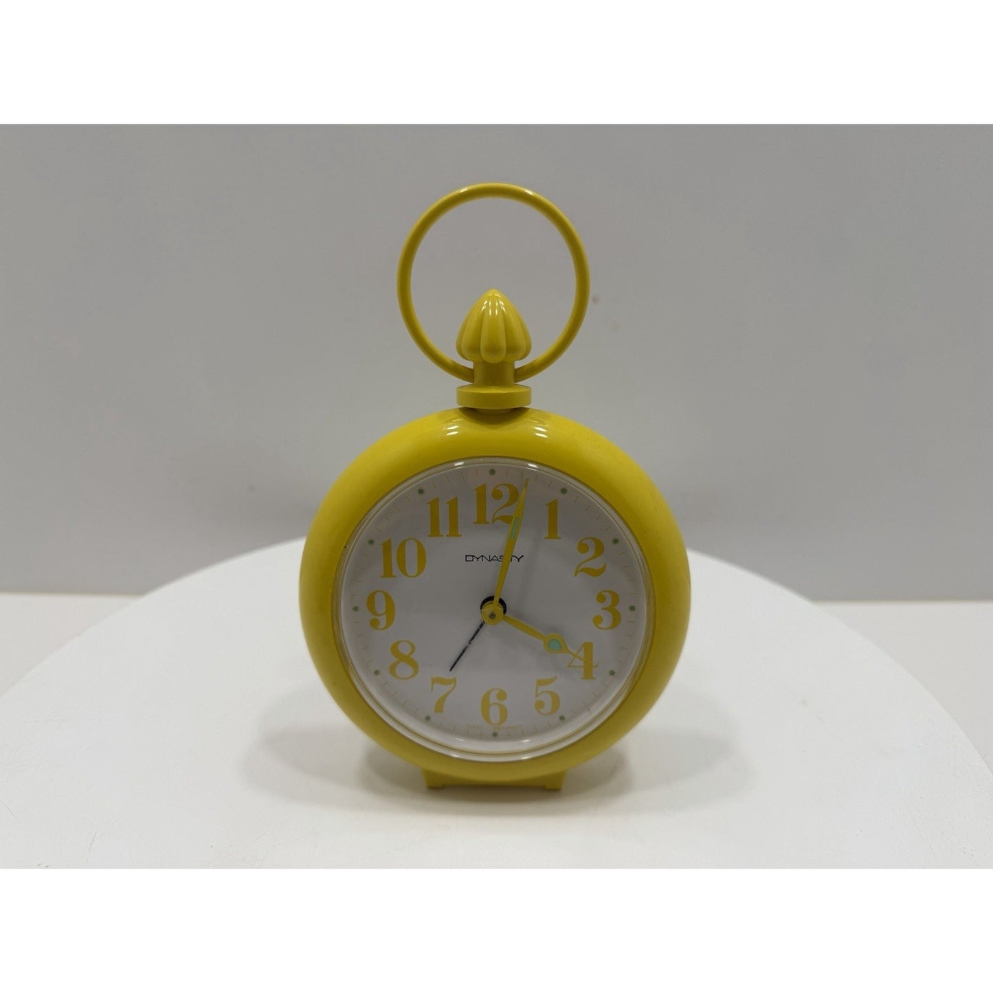 VINTAGE *NEW* 1970's Dynasty 7" Keywound Metal Alarm Clock - Yellow