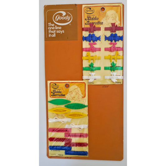 VINTAGE *NEW* 1980's Goody Multicolor Snap-Tight Kiddie Barrettes on Card Set 24
