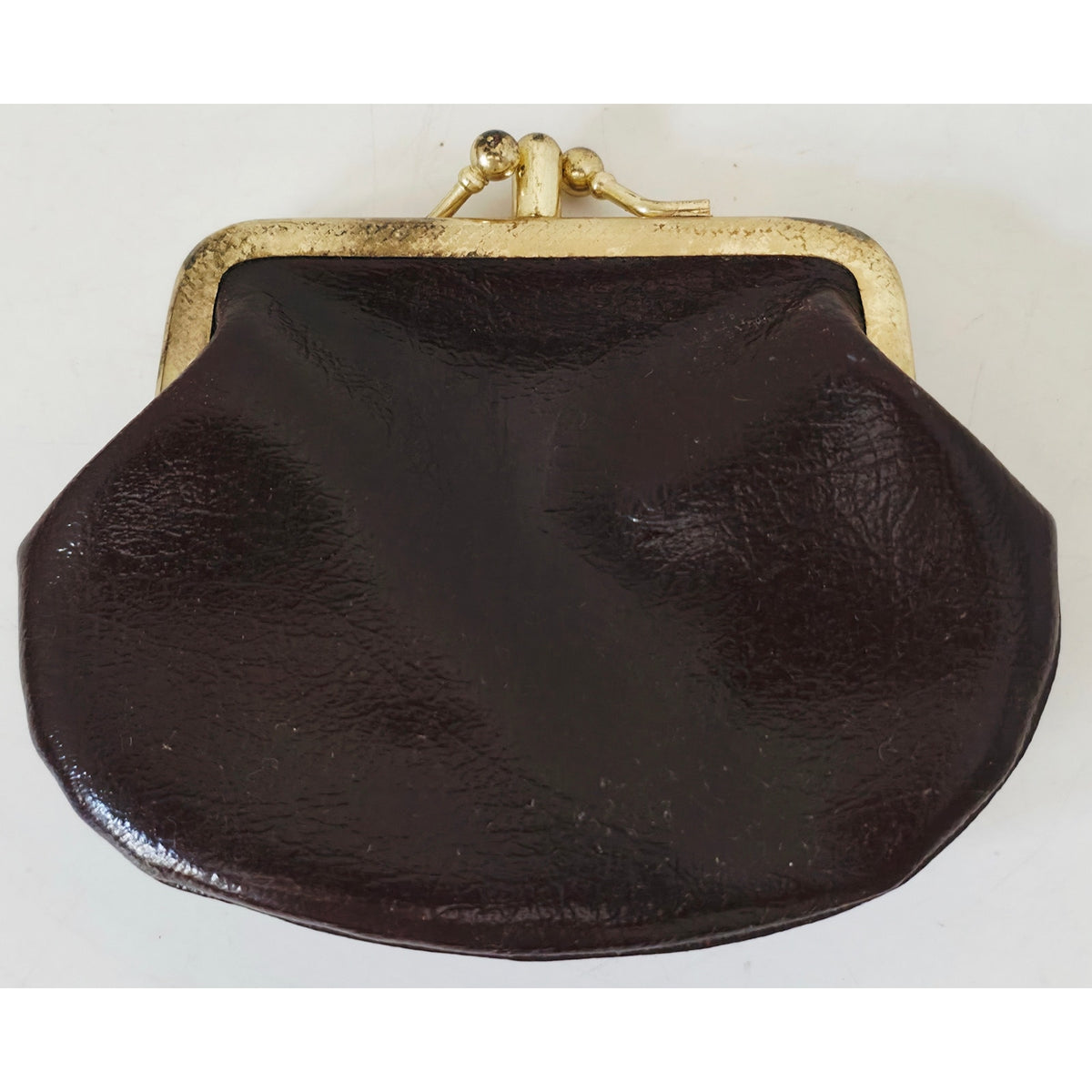 VINTAGE *NEW* 1960's Brown with Brass Clasp 2 Section Change Purse