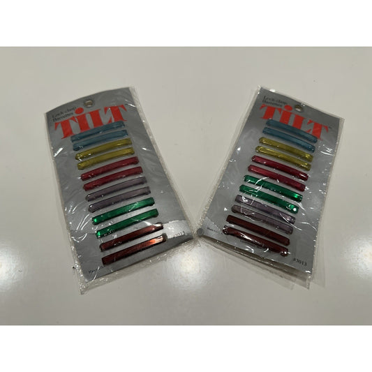 VINTAGE *NEW* 1980's Tilt Barrettes Multi-Color Lock-Clasp Barrettes USA