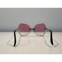 VINTAGE *NEW* 1970's Chrys Dior Gold Folding with Pink Lens Sunglasses & Case