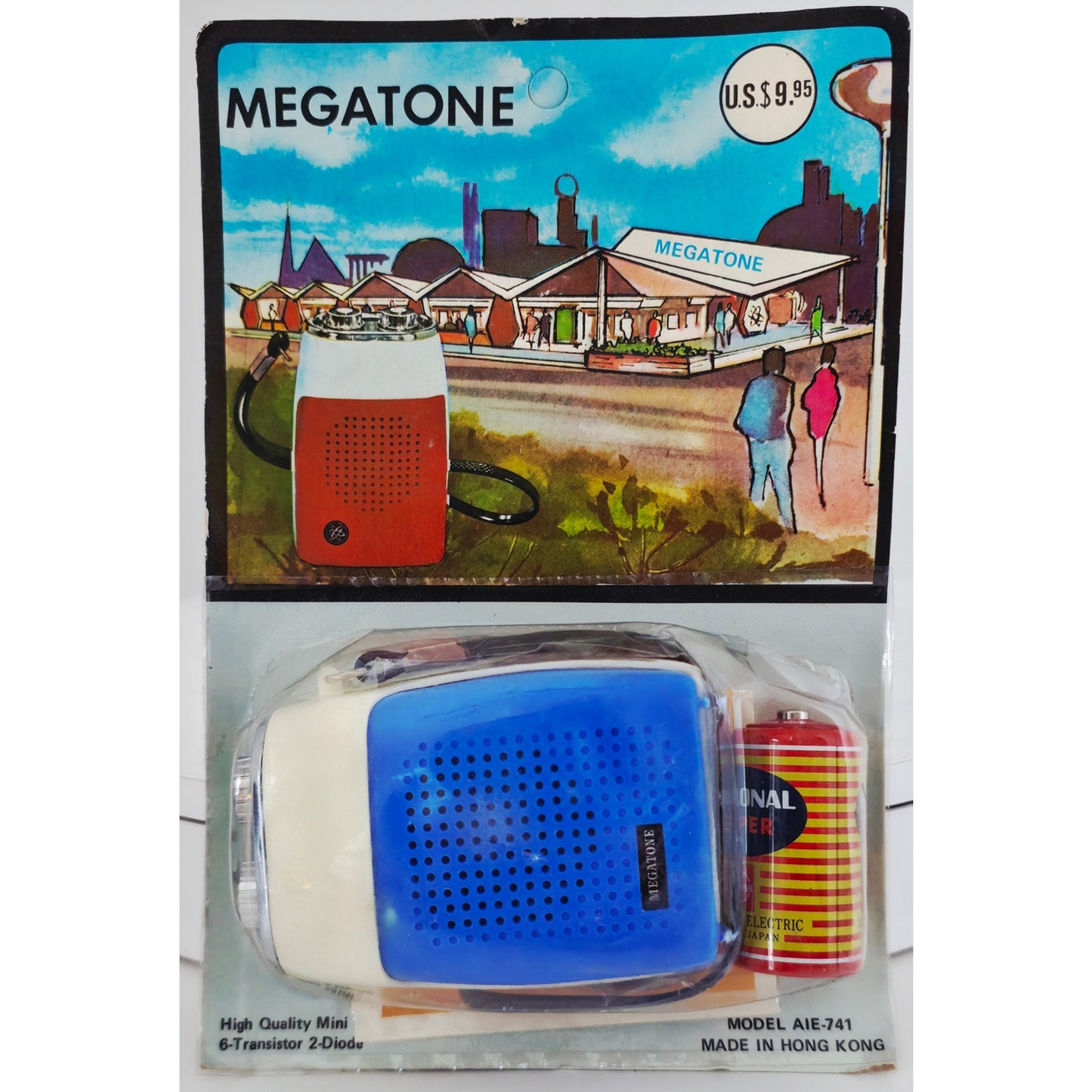 VINTAGE *NEW* 1970's Megatone AIE-741 Solid State Micro Transistor Radio Red White and Blue