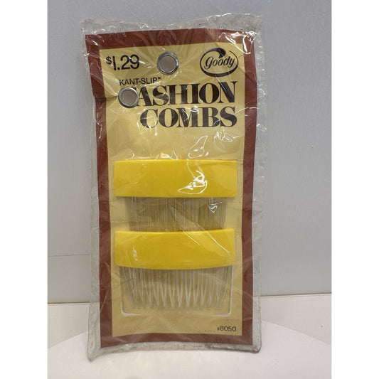 VINTAGE *NEW* 1975 Goody Kant-Slip Fashion Combs Yellow USA
