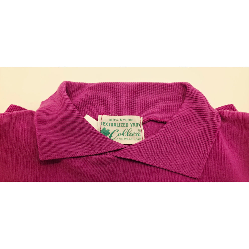 VINTAGE *NEW* 1960's Women's Pink Collared Sweater 100% Nylon Size 40