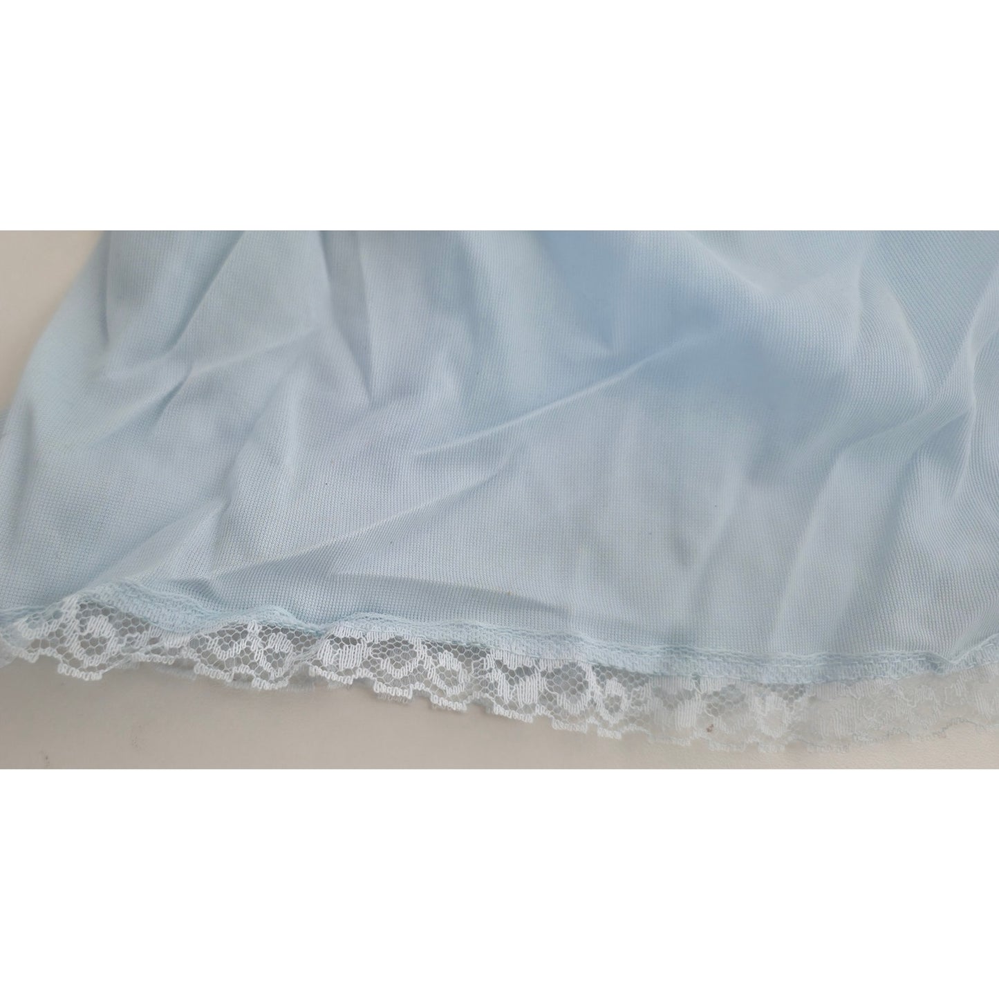 VINTAGE *NEW* 1960's Women's Light Blue Nightgown with White Lace 100% Nylon Size L