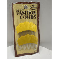 VINTAGE *NEW* 1975 Goody #8050 Kant-Slip Fashion Combs Scalloped Yellow USA