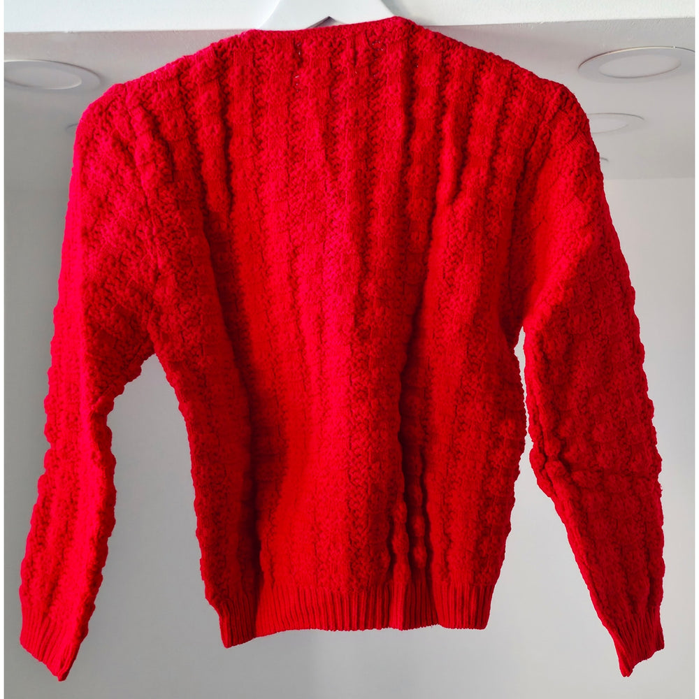 VINTAGE *NEW* 1960's Women's Bright Red Button-Down Sweater Size L (40)