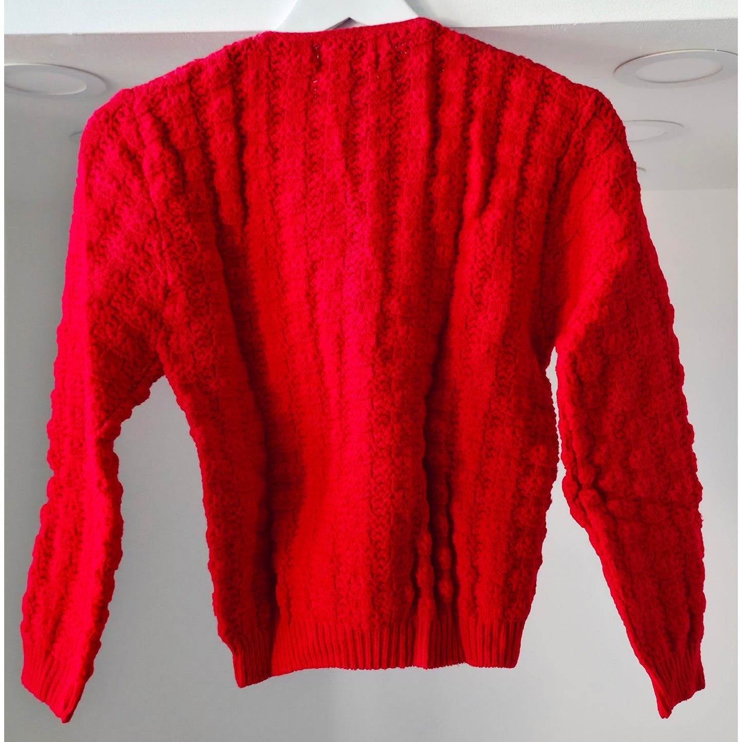 VINTAGE *NEW* 1960's Women's Bright Red Button-Down Sweater Size L (40)