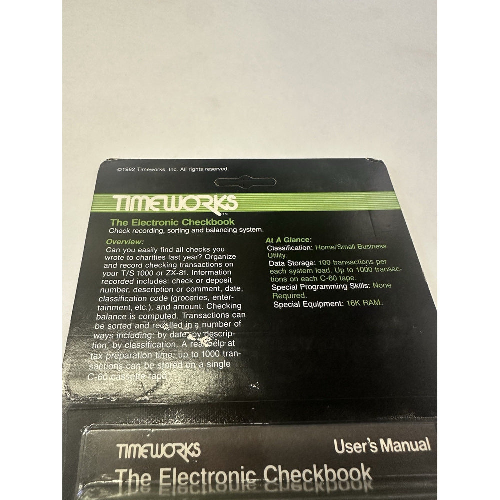 VINTAGE *NEW* Timeworks The Electronic Checkbook - Sinclair 1000 Cassette