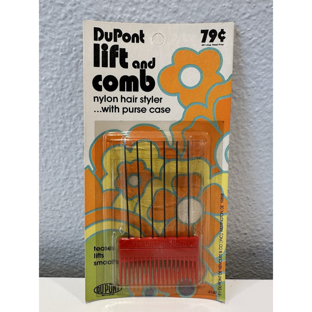 VINTAGE *NEW* 1970's Red DuPont Lift and Comb Nylon Hair Styler w/Case