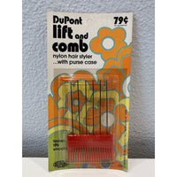 VINTAGE *NEW* 1970's Red DuPont Lift and Comb Nylon Hair Styler w/Case