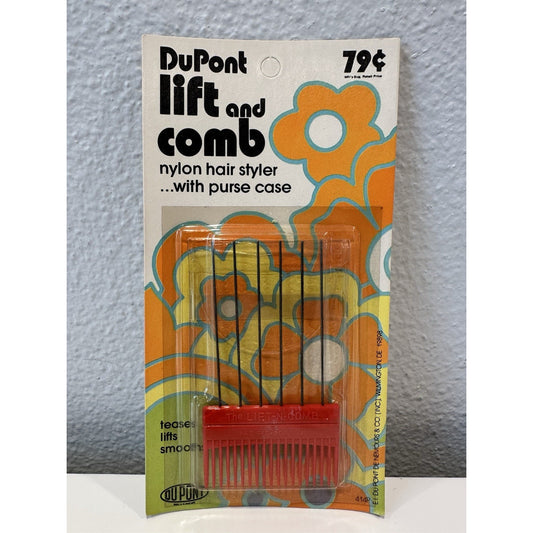 VINTAGE *NEW* 1970's Red DuPont Lift and Comb Nylon Hair Styler w/Case
