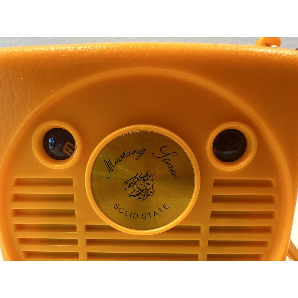 VINTAGE *NEW* 1970's MUSTANG AM Micro Solid State Transistor Radio-Yellow